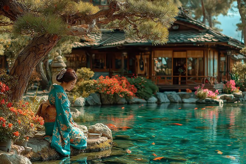 Japon pittoresque geisha&#039;s dans le jardin par Egon Zitter