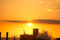 sunset in the port of Rotterdam
