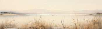 Paysage d'eau | Paysage calme avec herbe