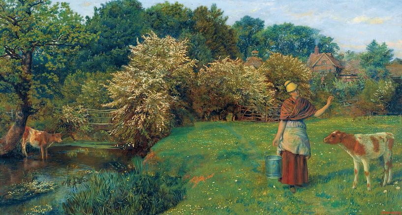 Poll The Milkmaid, Arthur Hughes by Masterful Masters