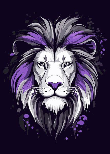 Portrait de lion majestueux aux couleurs expressives par Pixelbull Design