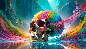 Totenkopf mit Regenbogenfarben