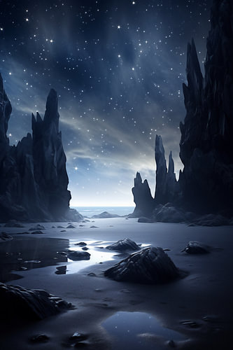 At night in the desert