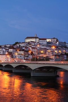 Oude stad, rivier, Mondego, Coimbra, Portugal, stad, avond, schemering