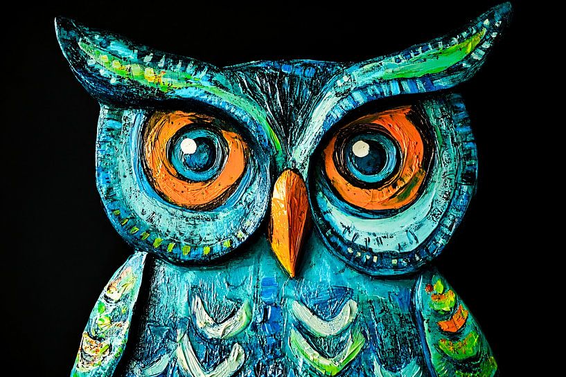 Peinture abstraite colorée d'un hibou par Imperial Art House