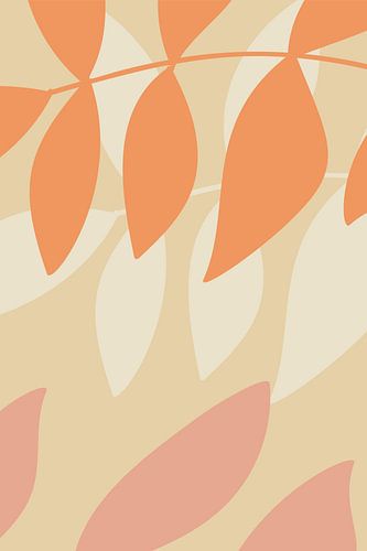 Moderne Botanische Kunst. Abstracte bladeren in warme pastels nr.1