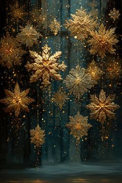 Snowflakes | Golden Flakes by Abstract Painting