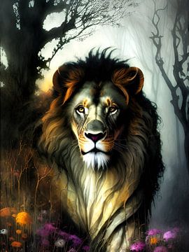 Portret van een leeuw van Nicolette Vermeulen