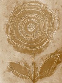 Abstracte botanische bloem in donker goudbruin en wit van Dina Dankers