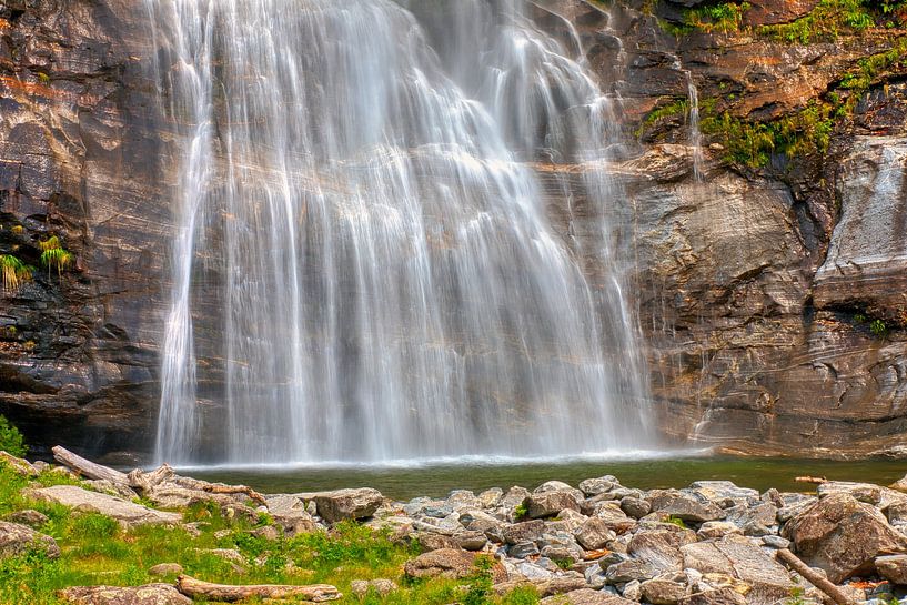 Waterfall in the Maggia Valley in sunny Ticino by Dieter Fischer