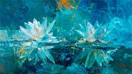 Dromerig en impressionistisch schilderij van waterlelies