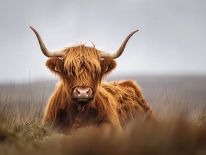 Schottischer Highlander in ruhiger Landschaft