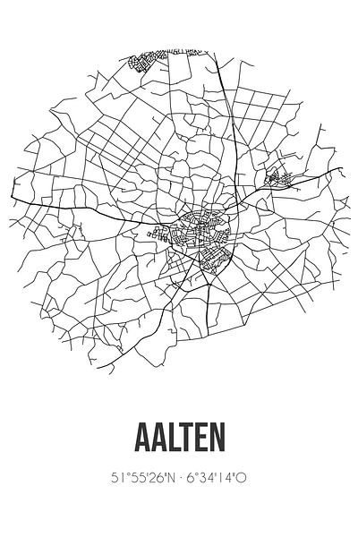 Aalten (Gelderland) | Map | Black and white by Prints of Place