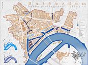 Dubbelplattegrond Rotterdam 1939/NU - versie zonder namen van Frans Blok - foto's, kunst en andere wanddecoratie thumbnail