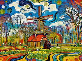 Gecombineerde wind- en watermolen in Hüven van PhotoArt Claudia Kleemann