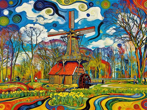 Gecombineerde wind- en watermolen in Hüven