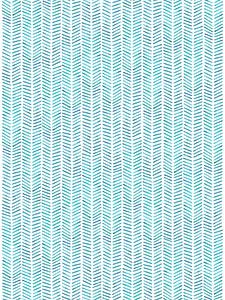 Papier peint à chevrons "Sea'' 75% (peinture aquarelle abstraite rayures bleu turquoise poisson