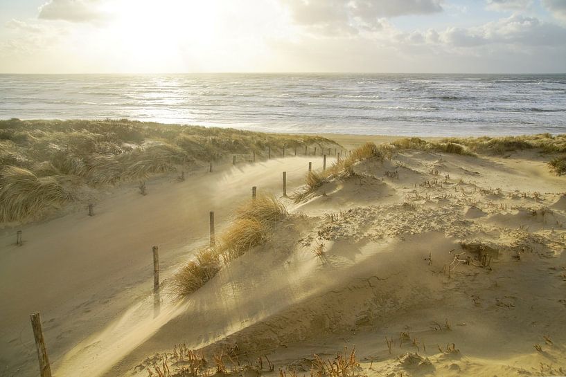 Beach, sea and sun on a stormy evening! by Dirk van Egmond