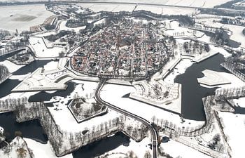 Luftaufnahme Festung Naarden im Winter