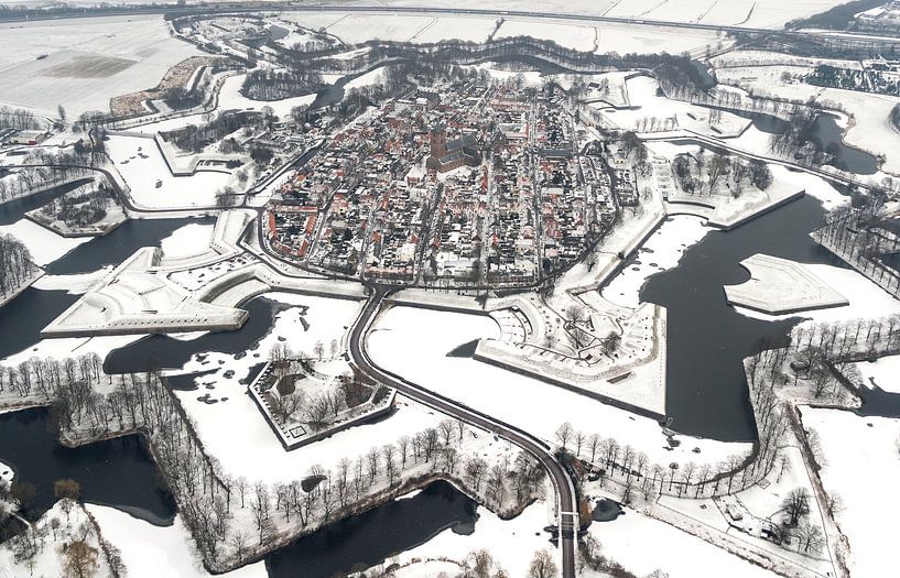 Aerial photo Naarden Fortress in winter by aerovista luchtfotografie