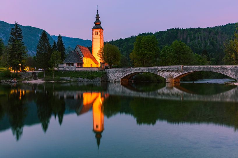 The church of St. John the Baptist on Lake Bohinj, Slovenia by Henk Meijer Photography