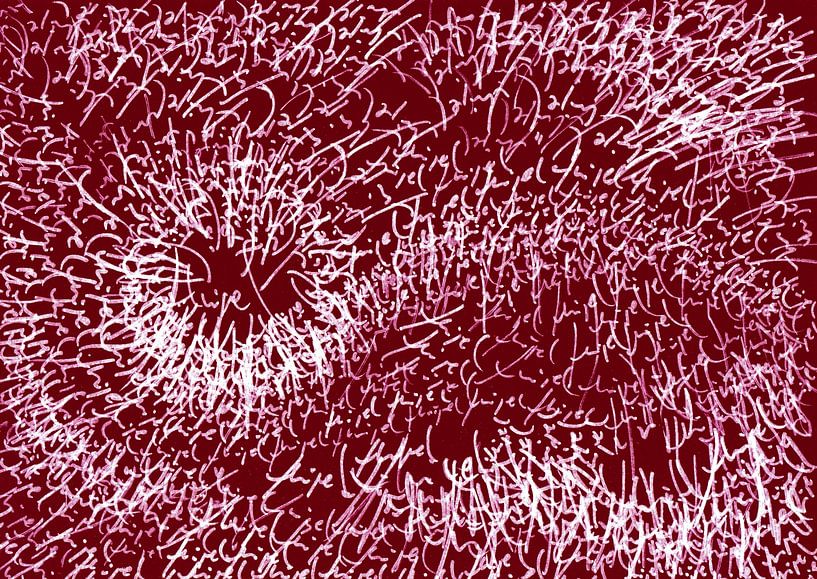 written structures in red-brown and white by Claudia Gründler