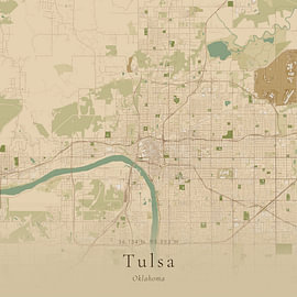 Historische Landkarte von Tulsa, Vereinigte Staaten von Ortsdrucke