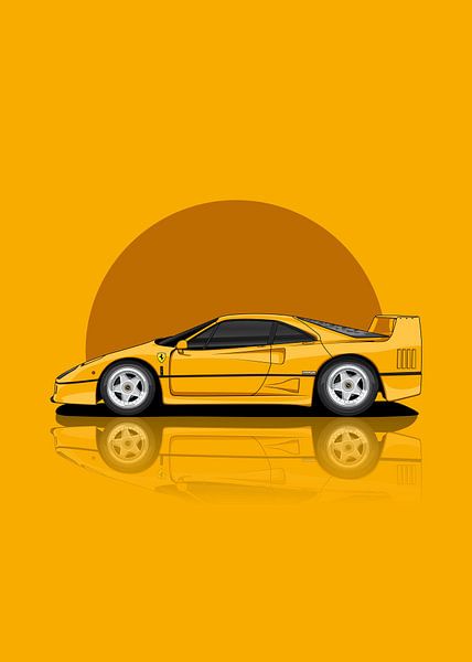 Art 1989 ferrari f40 Yellow by D.Crativeart