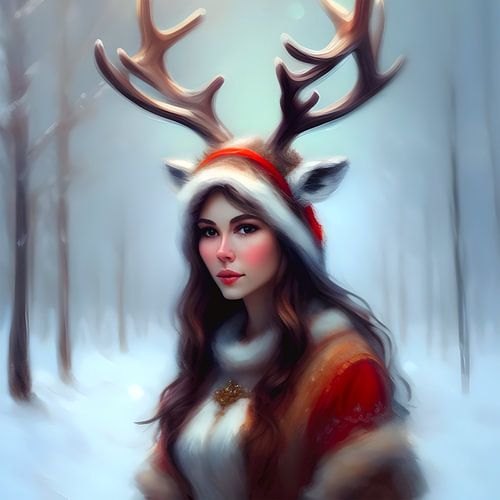 Engel Met Gewei In De Sneeuw