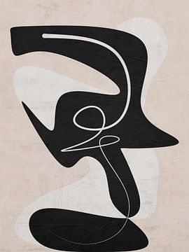 Organische abstracte kunst - zwart-witte tinten van Online Arts