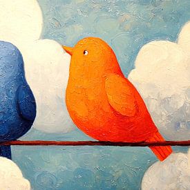 Zwitschernde Freunde auf einem Ast von ARTEO Gemälde