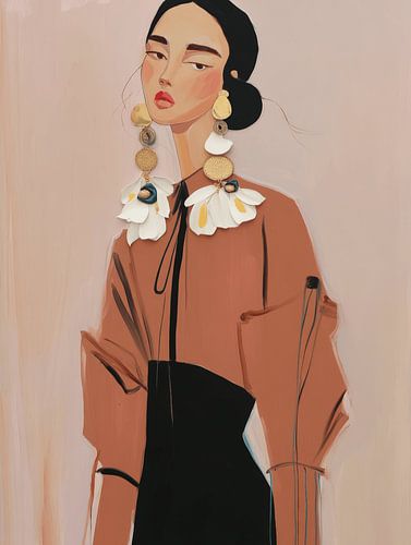 Portrait moderne "La dame aux boucles d'oreilles&quot ;