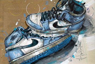 Nike air jordan 1 retro high university bluemalerei. von Jos Hoppenbrouwers