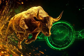 Digital bull with graphic elements by Poster Art Shop