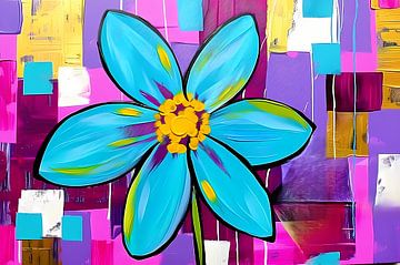 Kleurrijke bloem op abstracte achtergrond van De Muurdecoratie
