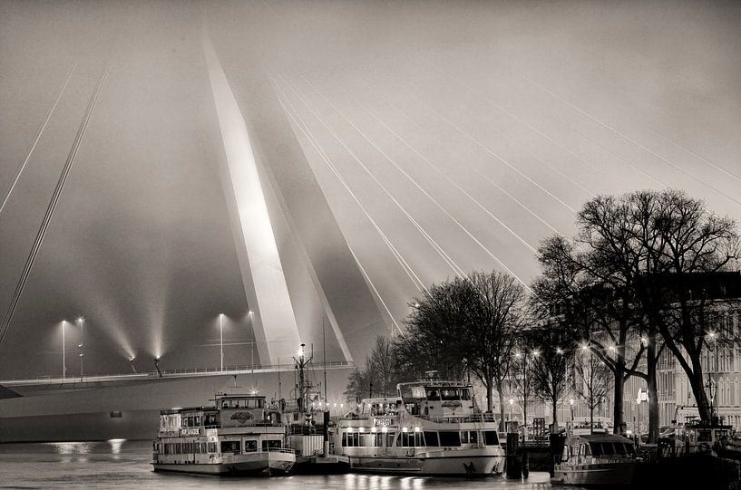 Erasmusbrücke im Nebel von Vincent van Kooten