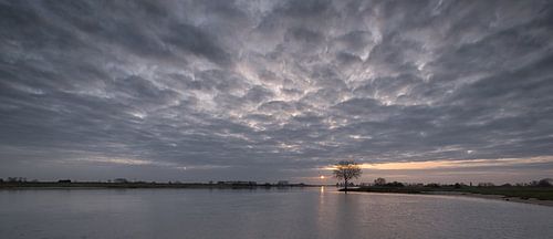 Zonsopkomst bij rivier de Lek