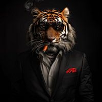 Tiger with cigar and sunglasses