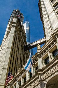 Gevel Wrigley Building en Trump Tower in Chigaco USA van Dieter Walther