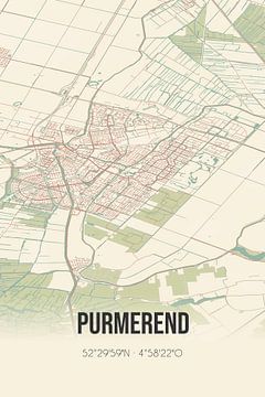 Alte Karte von Purmerend (Nordholland) von Rezona