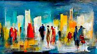 abstract aquarel schilderij mensen in de stad 01 van Animaflora PicsStock thumbnail