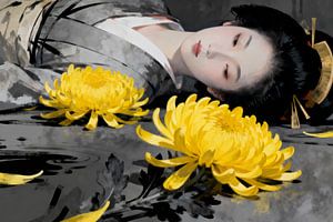 Geisha mit Chrysantheme