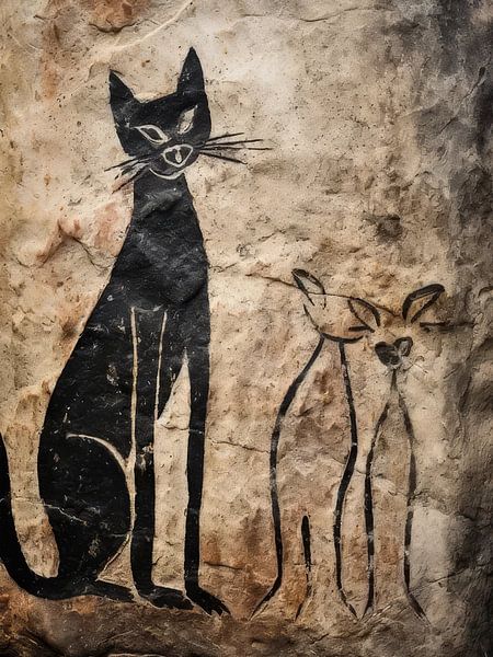 Kat en hond stijl abstract van TOAN TRAN