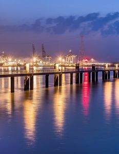 Beleuchtete Pier während blau twilight_1 von Tony Vingerhoets