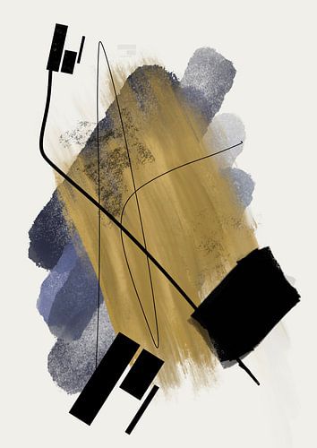 Abstrakte Malerei mit Tinte und Farbstreifen