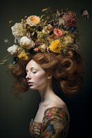 Femme à tête de fleur Digital Art