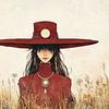 Frau mit Hut | Roter Hut von Zen und Mehr