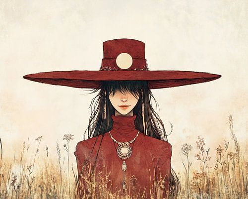 Vrouw met Hoed | Rode Hoed van Zen en Meer