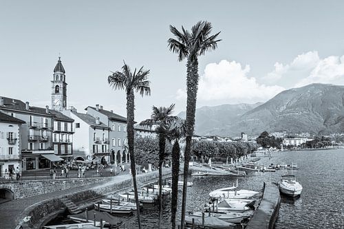 Ascona aan het Lago Maggiore in Zwitserland - monochroom