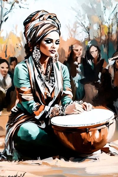 Woman with traditional drum by Imperial Art House